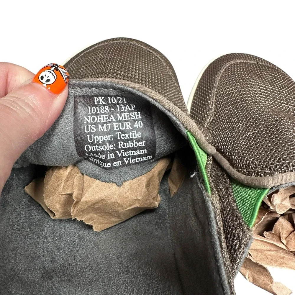 Olukai Nohea Mesh 10188-13AP Mustang Lime Peel SlipOn Shoes Loafer Men's 7/EU 40